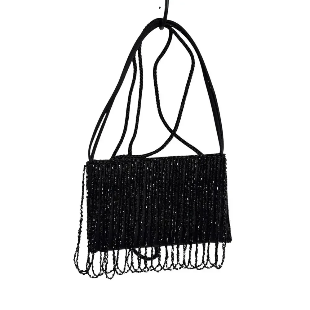 La Regale Small Beaded Purse Crossbody or Handbag‎ Black Formal Prom Dance